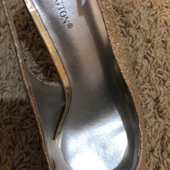 Gold and silver glitter peep toe platform heels - Picture 7 of 8